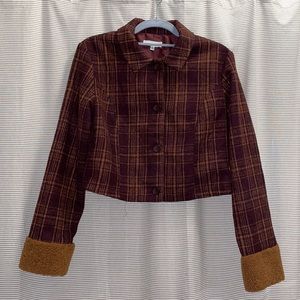 🎉3 items for $20! Burgundy Plaid Teddy Jacket